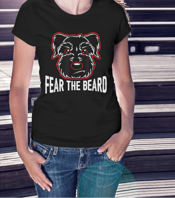 Fear The Beard Schnauzer Lover Dog Face T-Shirt