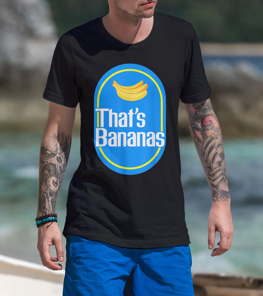 Funny That's Bananas Banana Sticker Blue Oval T-Shirt