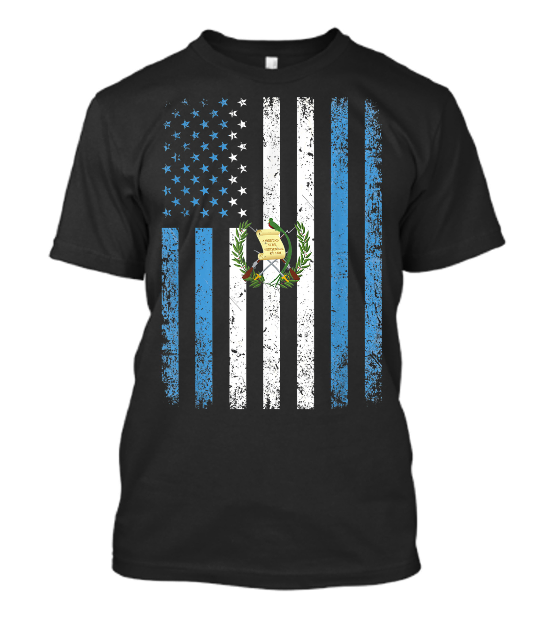 Guatemala USA Flag Mashup For 4th Of July Celebration American Guatemalan Unity Flag T-Shirt