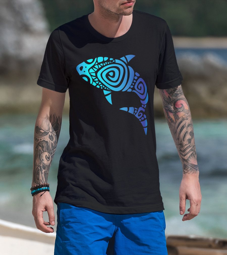 Hawaii Mano Tribal Shark Lover Week Spiral T-Shirt