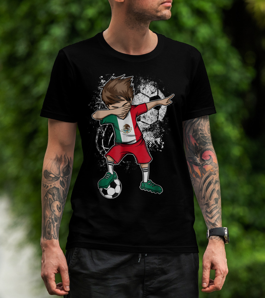Dabbing Boy Mexico Soccer Mexican Jersey Football Player T-Shirt