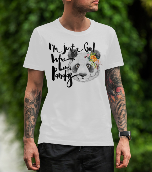 I'm Just A Girl Who Loves Pandas With Floral Crown T-Shirt
