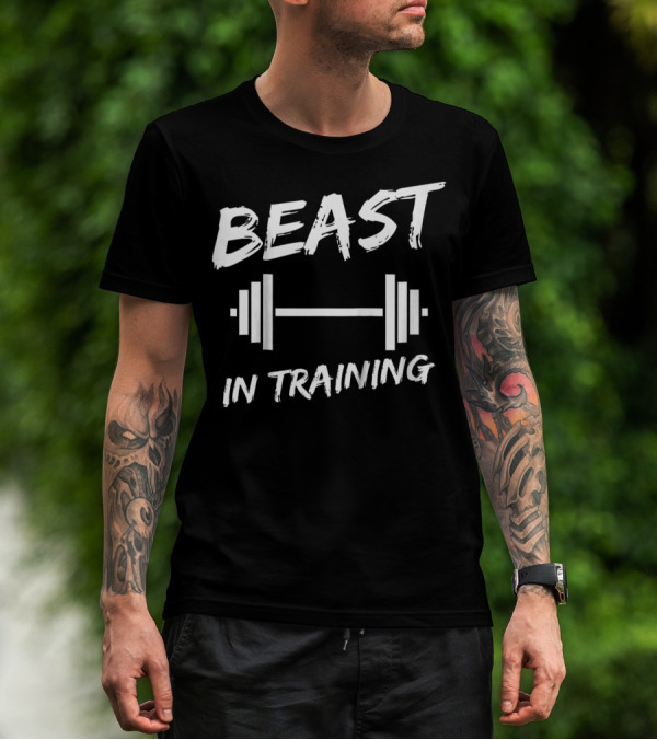 Beast In Training Barbell Motivational Kids Father And Son Fitness T-Shirt