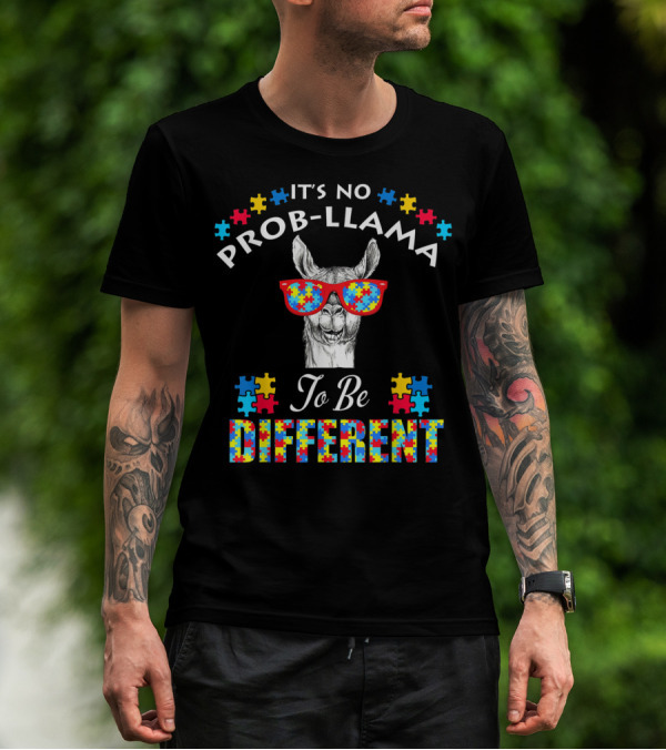 It's No Prob-Llama To Be Different Autism Awareness Boy Girl Kid T-Shirt