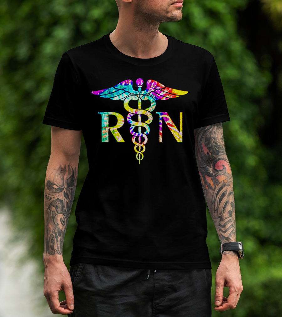 Lovely RN Registered Nurse Caduceus Tie Dye T-Shirt