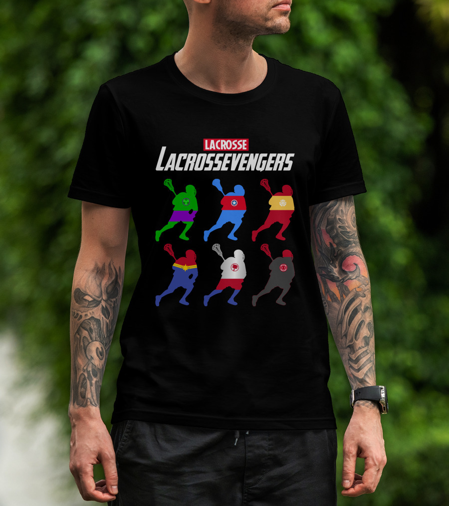 Lacrosse Avengers Superheroes Team Silhouettes T-Shirt