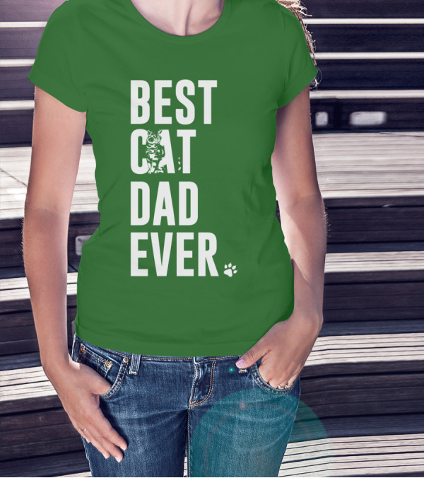BEST CAT DAD EVER Cat And Paw T-Shirt