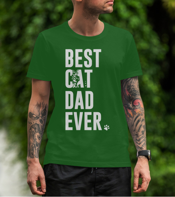 BEST CAT DAD EVER Cat And Paw T-Shirt