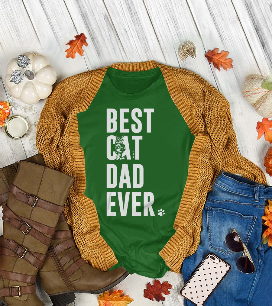 BEST CAT DAD EVER Cat and Paw T-Shirt
