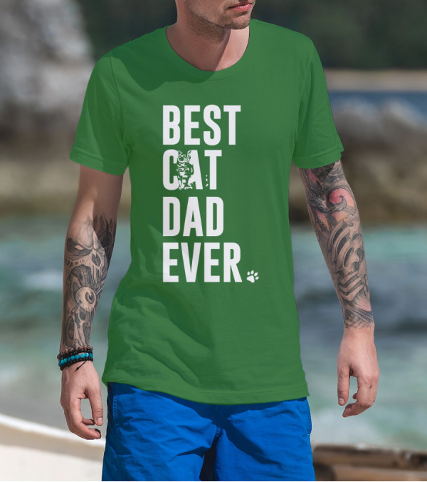 BEST CAT DAD EVER Cat And Paw T-Shirt