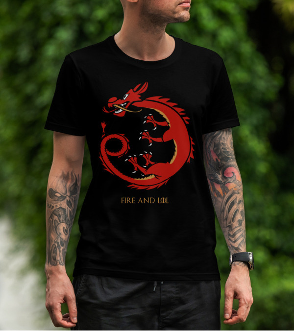 Fire And Lol Red Dragon Chinese T-Shirt