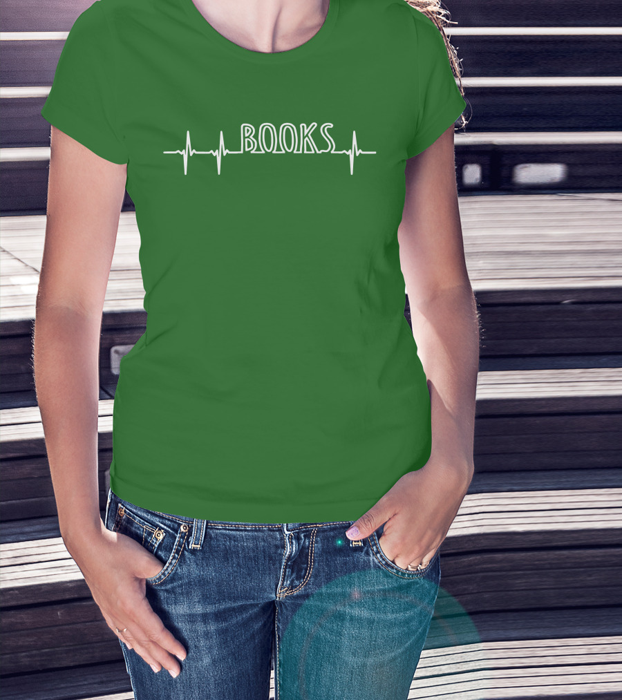 Books Heartbeat EKG Line T-Shirt