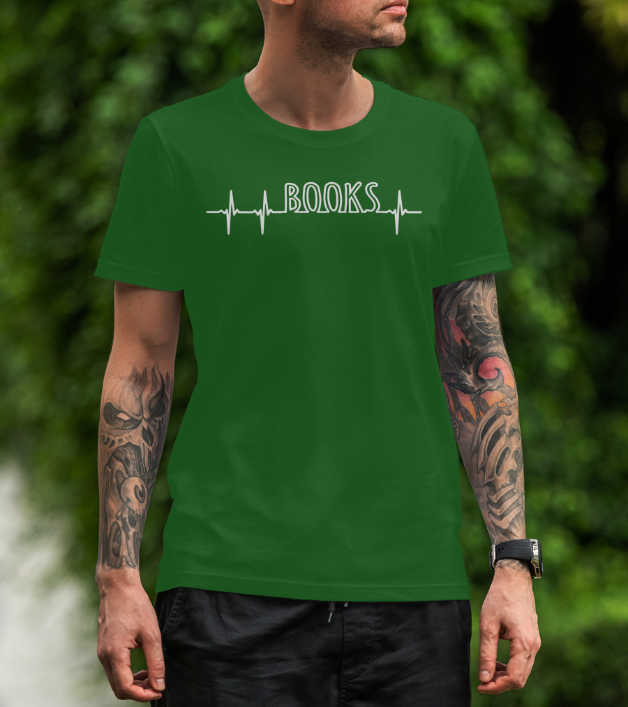 Books Heartbeat EKG Line T-Shirt
