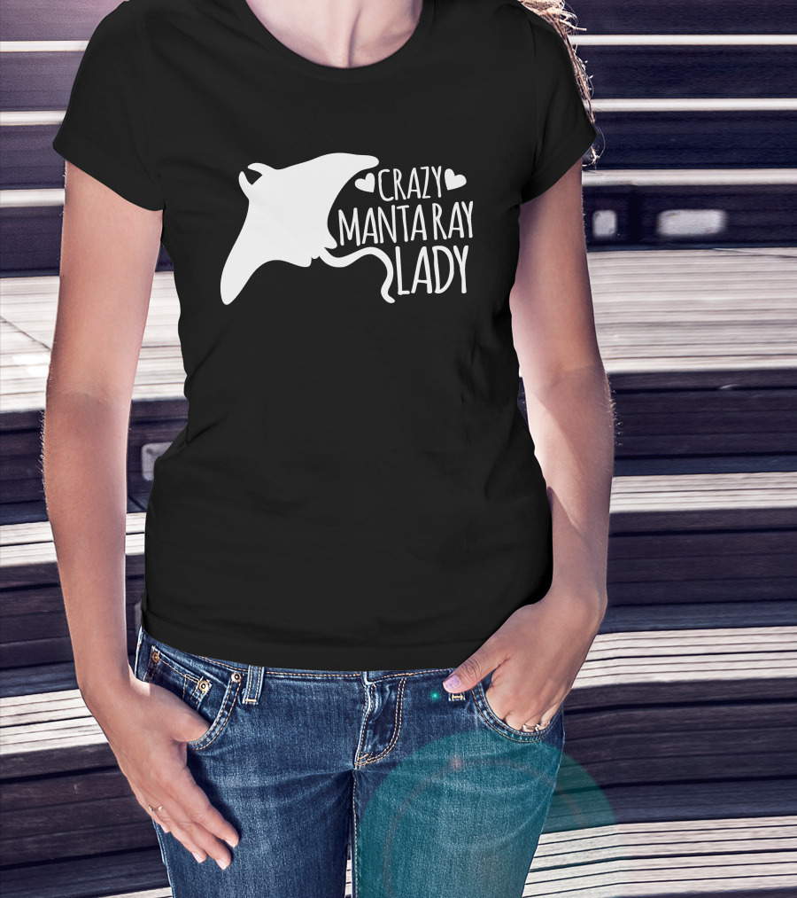 CRAZY MANTA RAY LADY Heart T-Shirt