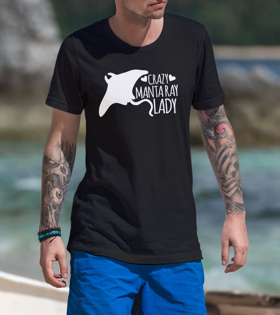 CRAZY MANTA RAY LADY Heart T-Shirt