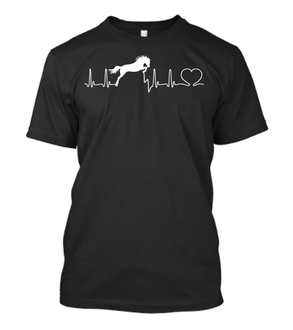 Heartbeat Horse Equestrian Heartbeat With Horse Silhouette And Heart Outline T-Shirt