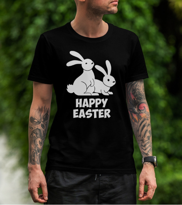Happy Easter Bunnies Rabbit Pair T-Shirt