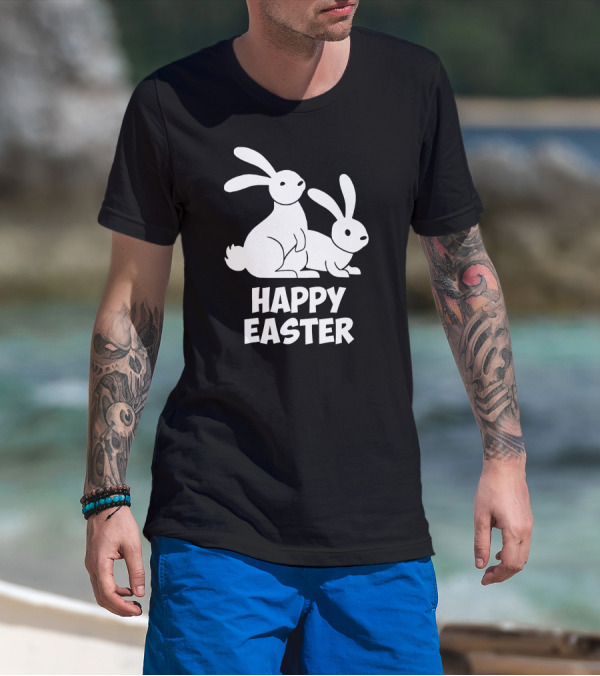 Happy Easter Bunnies Rabbit Pair T-Shirt
