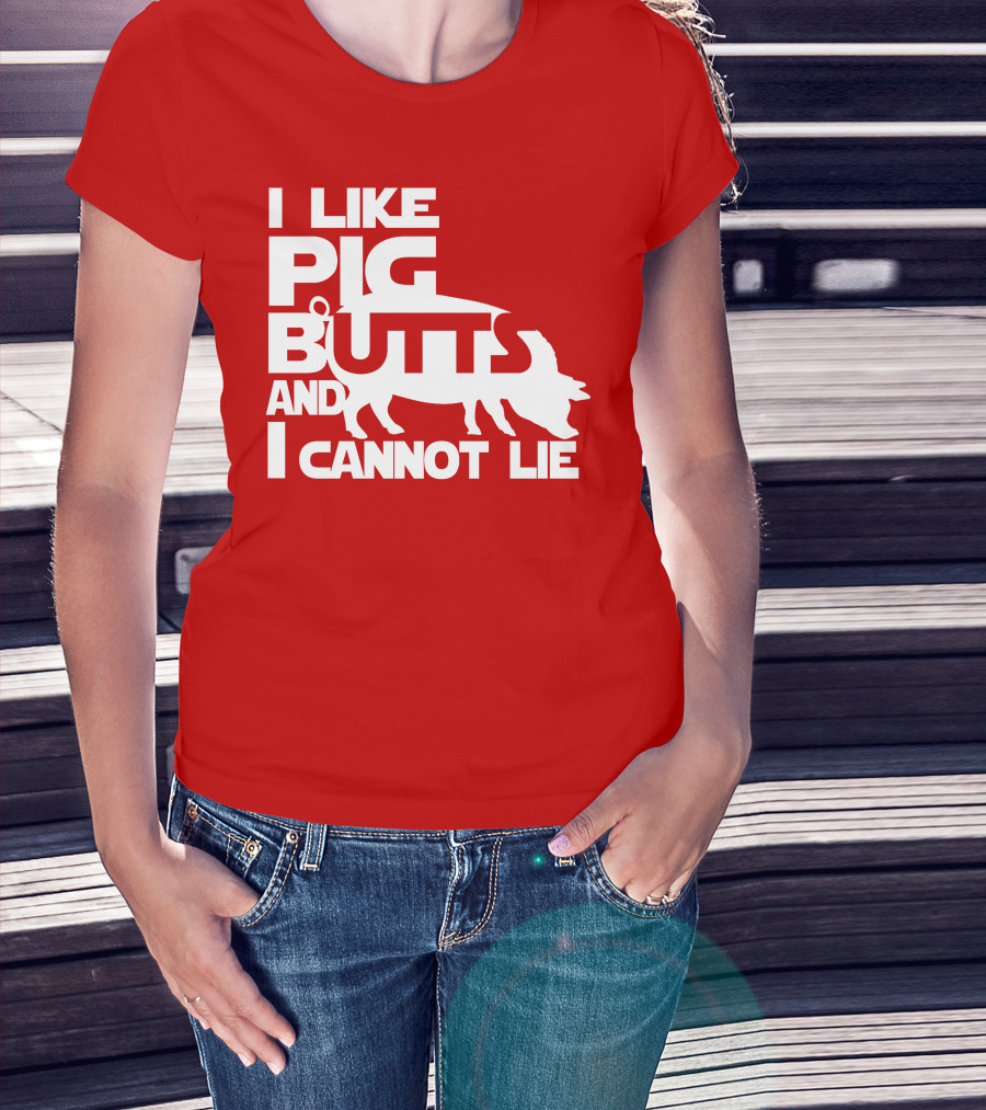 I Like Pig Butts And I Cannot Lie Pig Outline T-Shirt