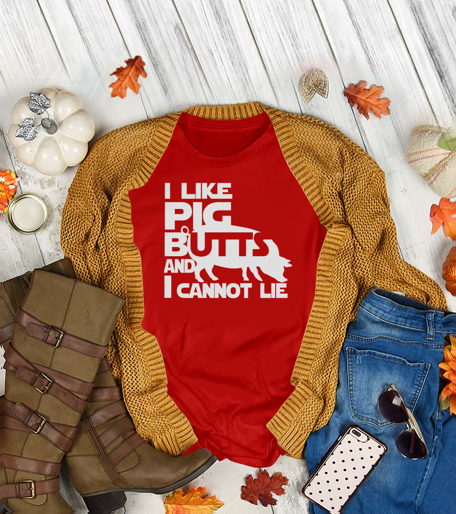 I Like Pig Butts And I Cannot Lie Pig Outline T-Shirt