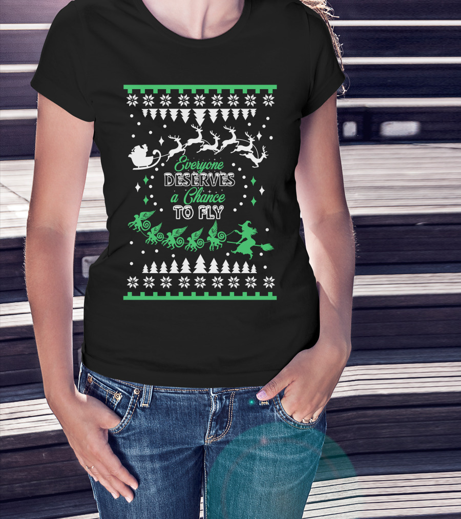 Everyone Deserves A Chance To Fly Wicked Christmas Wizard Santa Sleigh T-Shirt