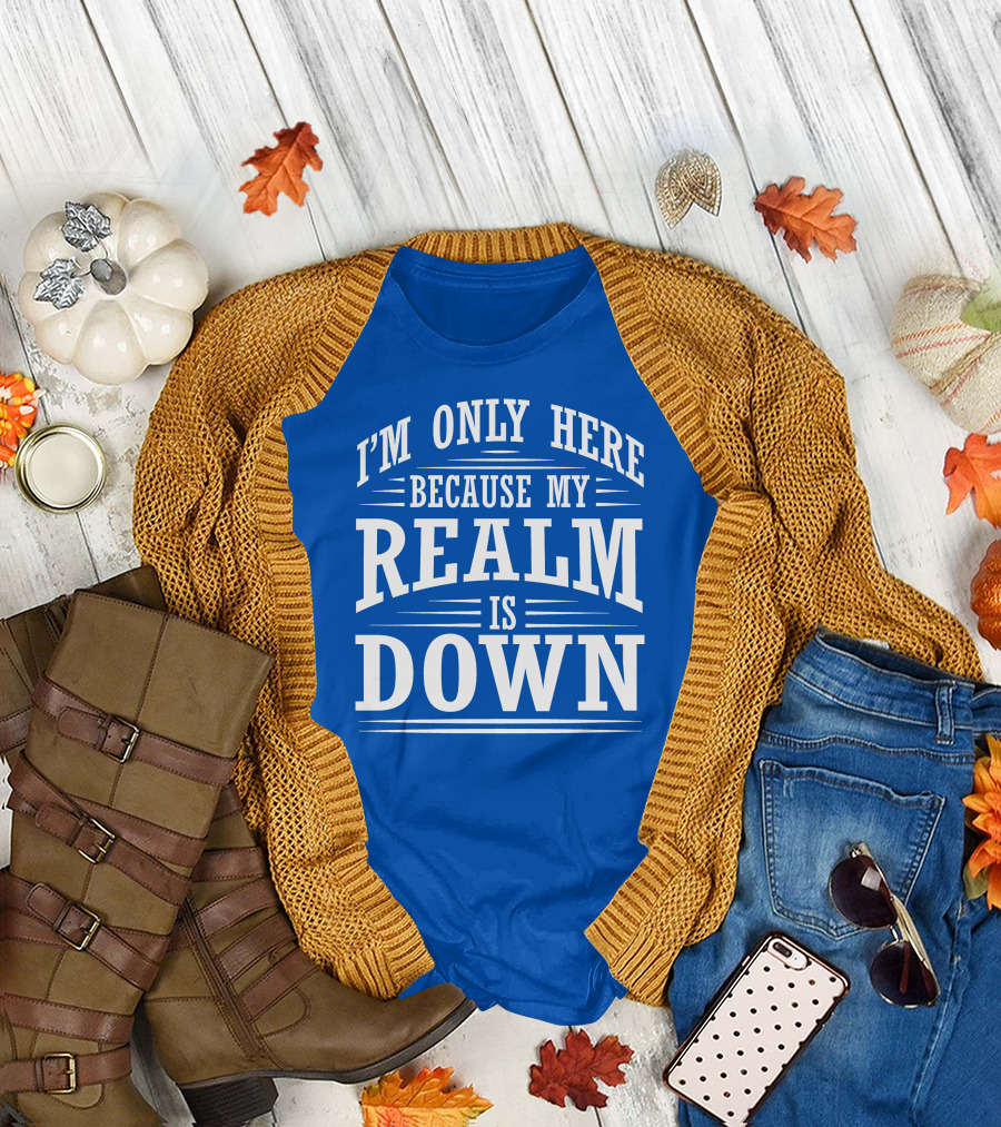 I'm Only Here Because My Realm Is Down Gaming Humor T-Shirt