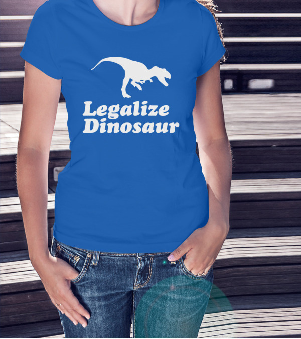 Legalize Dinosaur T-Rex Silhouette On Blue T-Shirt