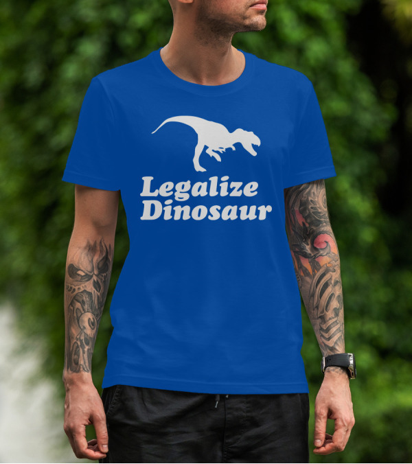 Legalize Dinosaur T-Rex Silhouette On Blue T-Shirt
