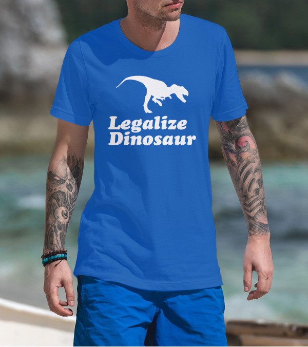 Legalize Dinosaur T-Rex Silhouette On Blue T-Shirt