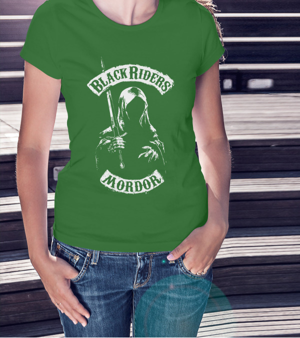 Black Riders Mordor Nazgûl Wraiths Sword Green Background T-Shirt