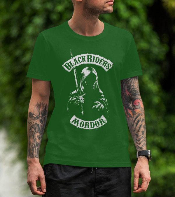 Black Riders Mordor Nazgûl Wraiths Sword Green Background T-Shirt