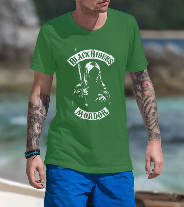 Black Riders Mordor Nazgûl Wraiths Sword Green Background T-Shirt
