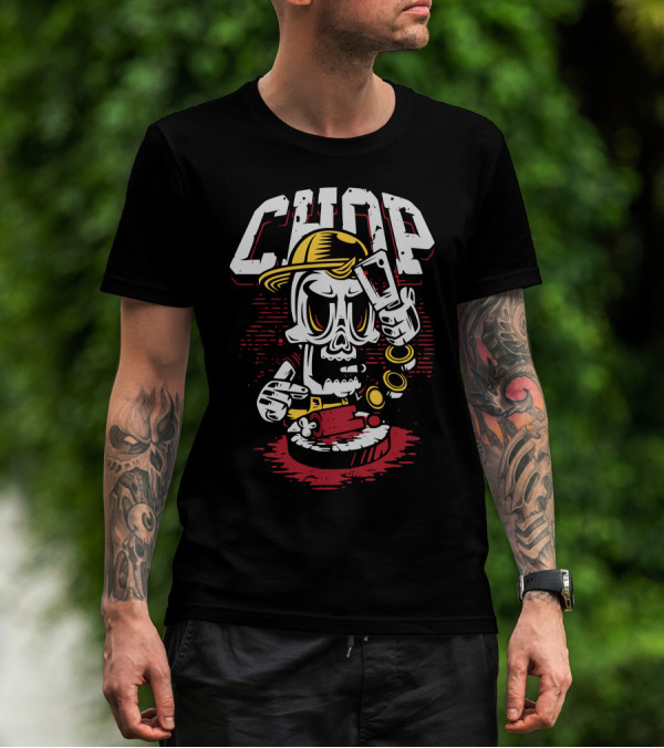 CHOP CHOP Skeleton Barber With Razor T-Shirt