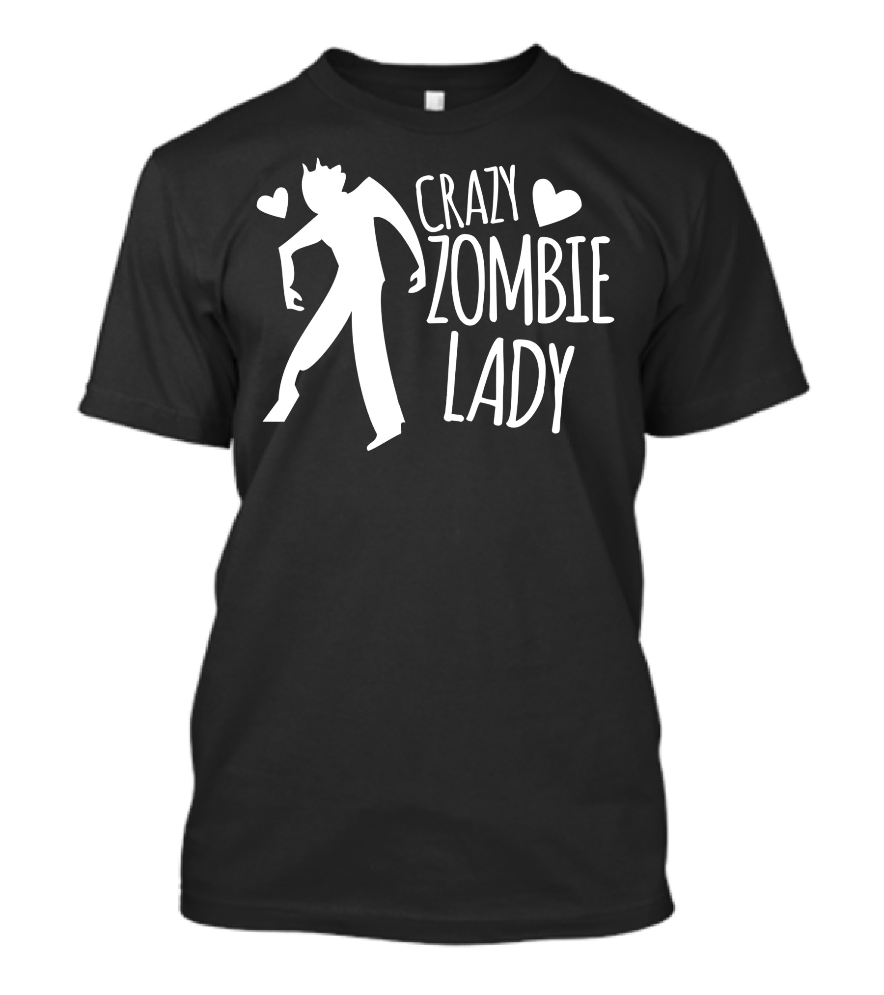 Crazy Zombie Lady With Hearts T-Shirt