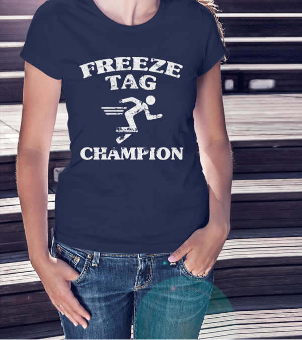 Freeze Tag Champion Retro Style Runner Vintage Text T-Shirt