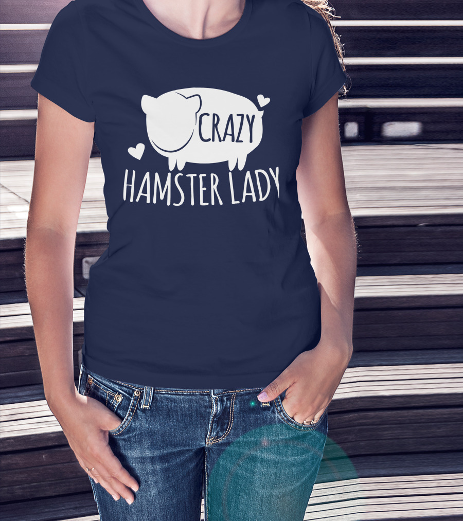 Crazy Hamster Lady With Hearts T-Shirt