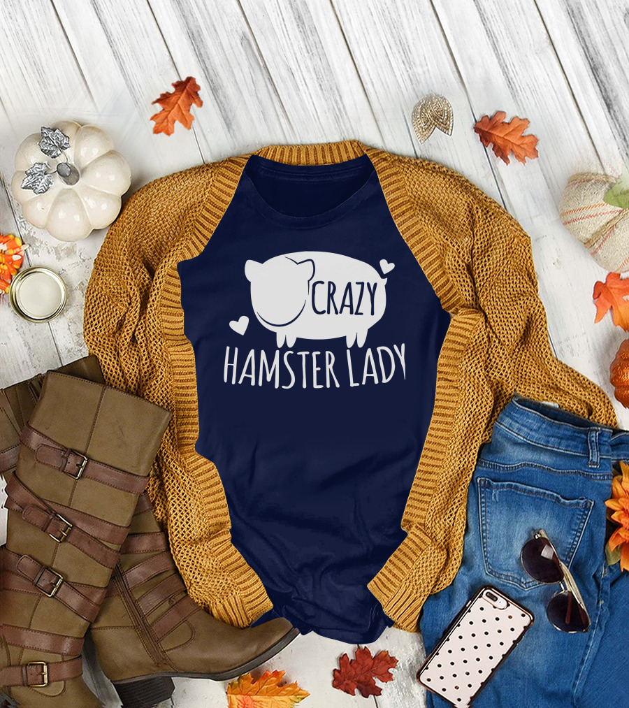 Crazy Hamster Lady with Hearts T-Shirt