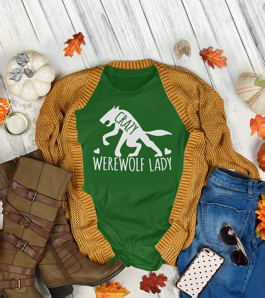 Crazy Werewolf Lady Hearts T-Shirt