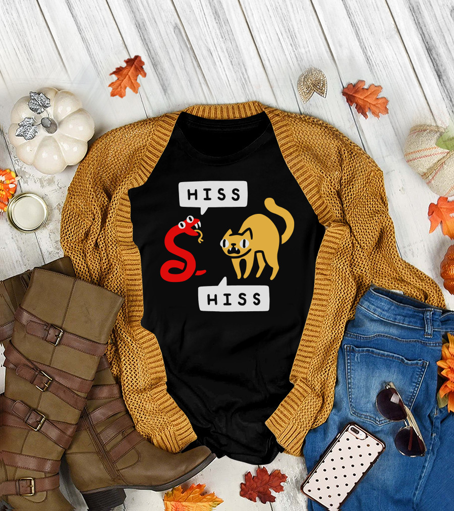 Hissy Fit Hiss Snake and Cat Conversation T-Shirt