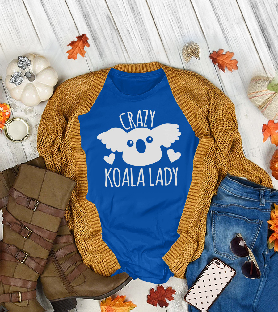Crazy Koala Lady Cute Heart Accents T-Shirt