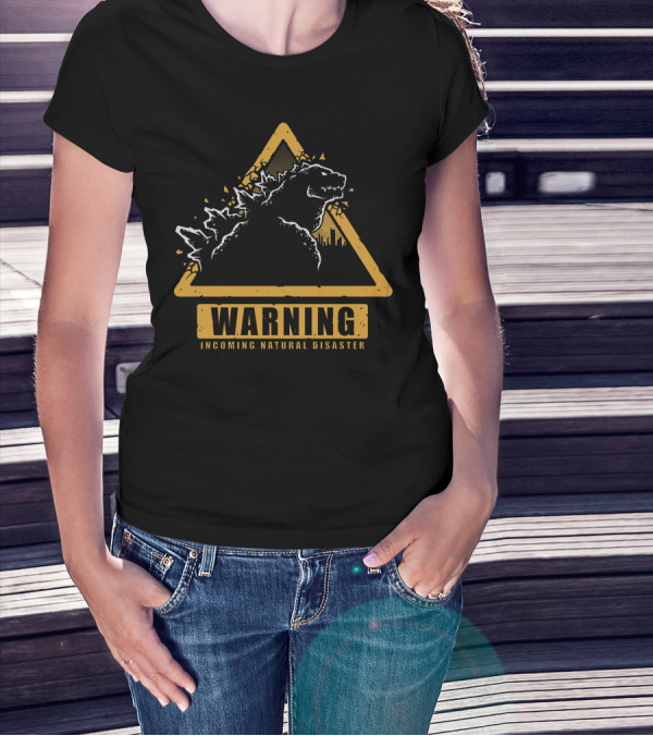 WARNING INCOMING NATURAL DISASTER TRIANGLE MONSTER OUTLINE T-Shirt