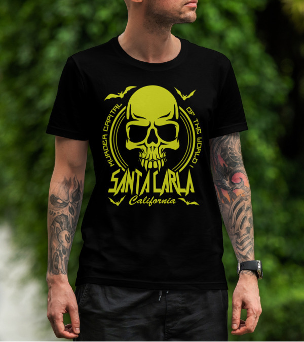 Santa Carla California Murder Capital Of The World Skull Bats T-Shirt
