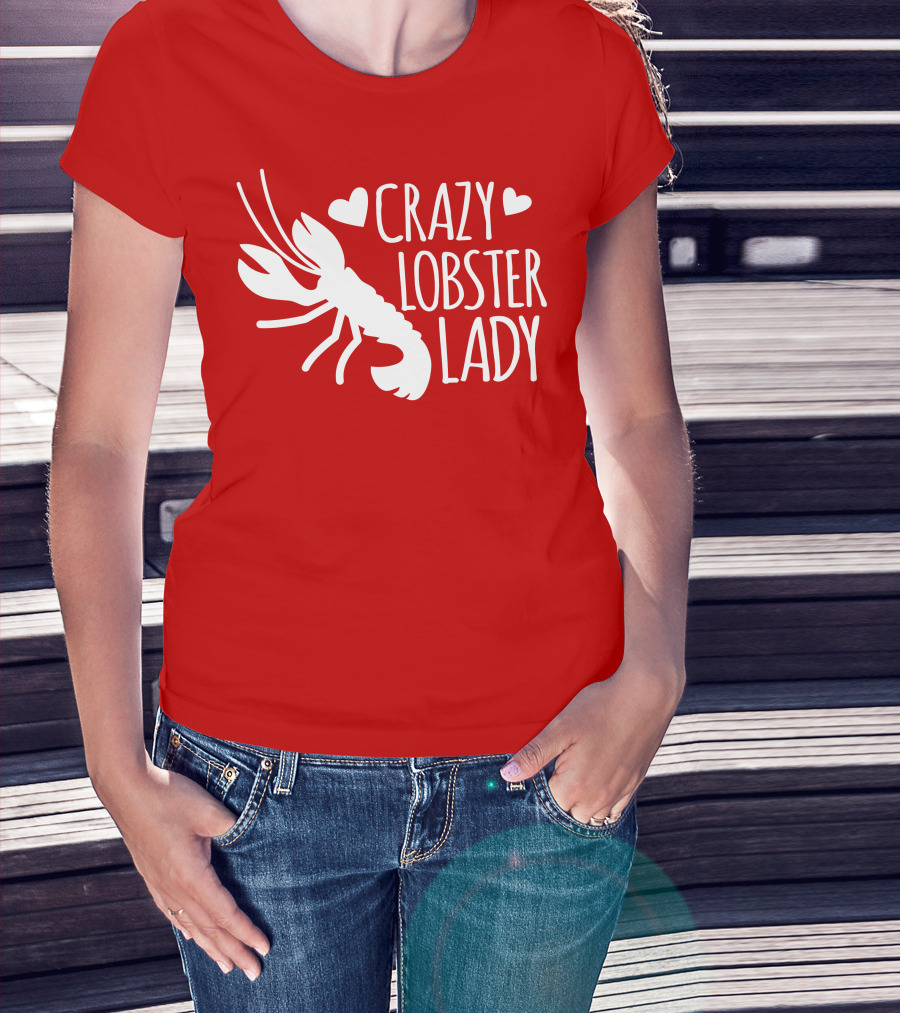 Crazy Lobster Lady With Hearts T-Shirt