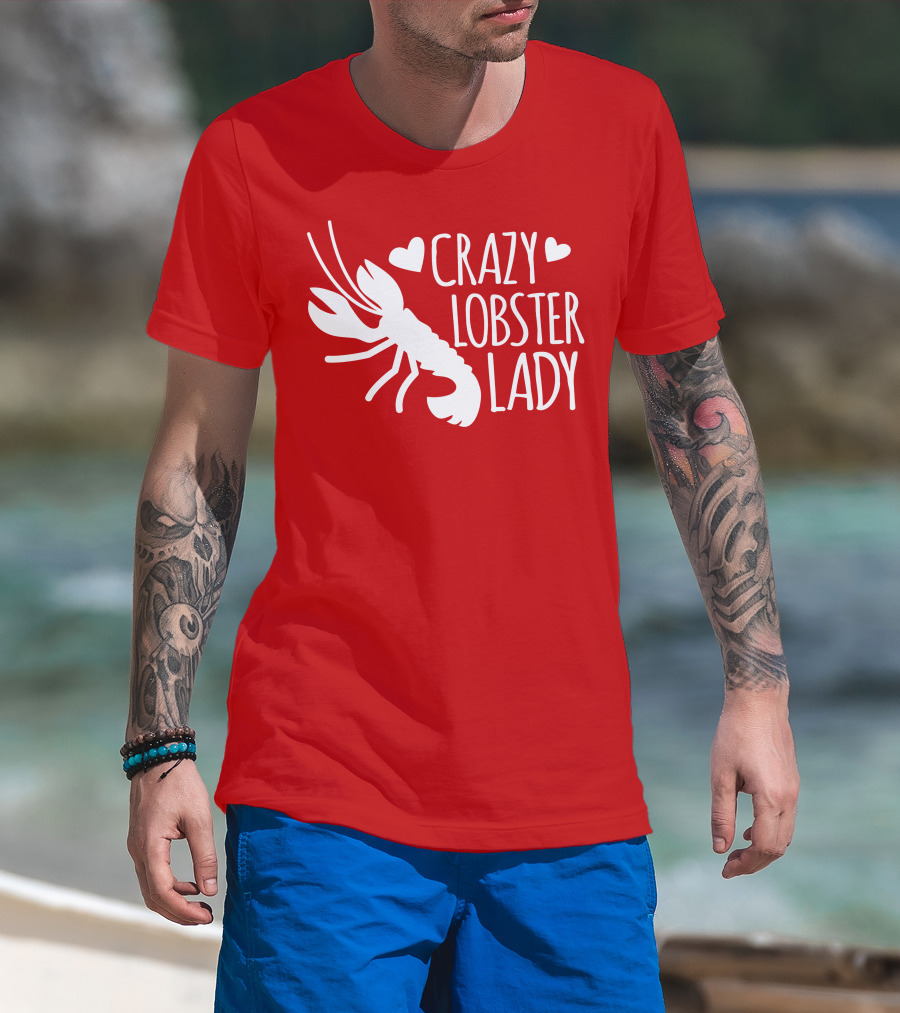 Crazy Lobster Lady With Hearts T-Shirt