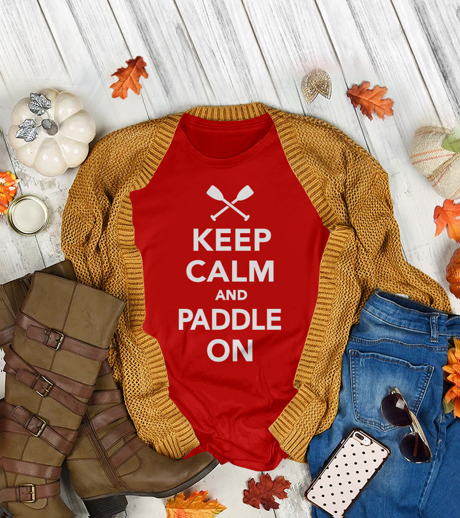 Keep Calm and Paddle On with Crossed Paddles Icon T-Shirt