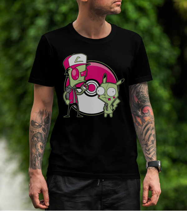 Invader Zim Gir Pikachu Pokemon Trainer Mashup T-Shirt