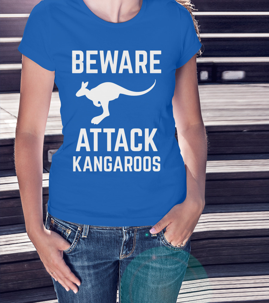 Beware Attack Kangaroos Warning Sign T-Shirt