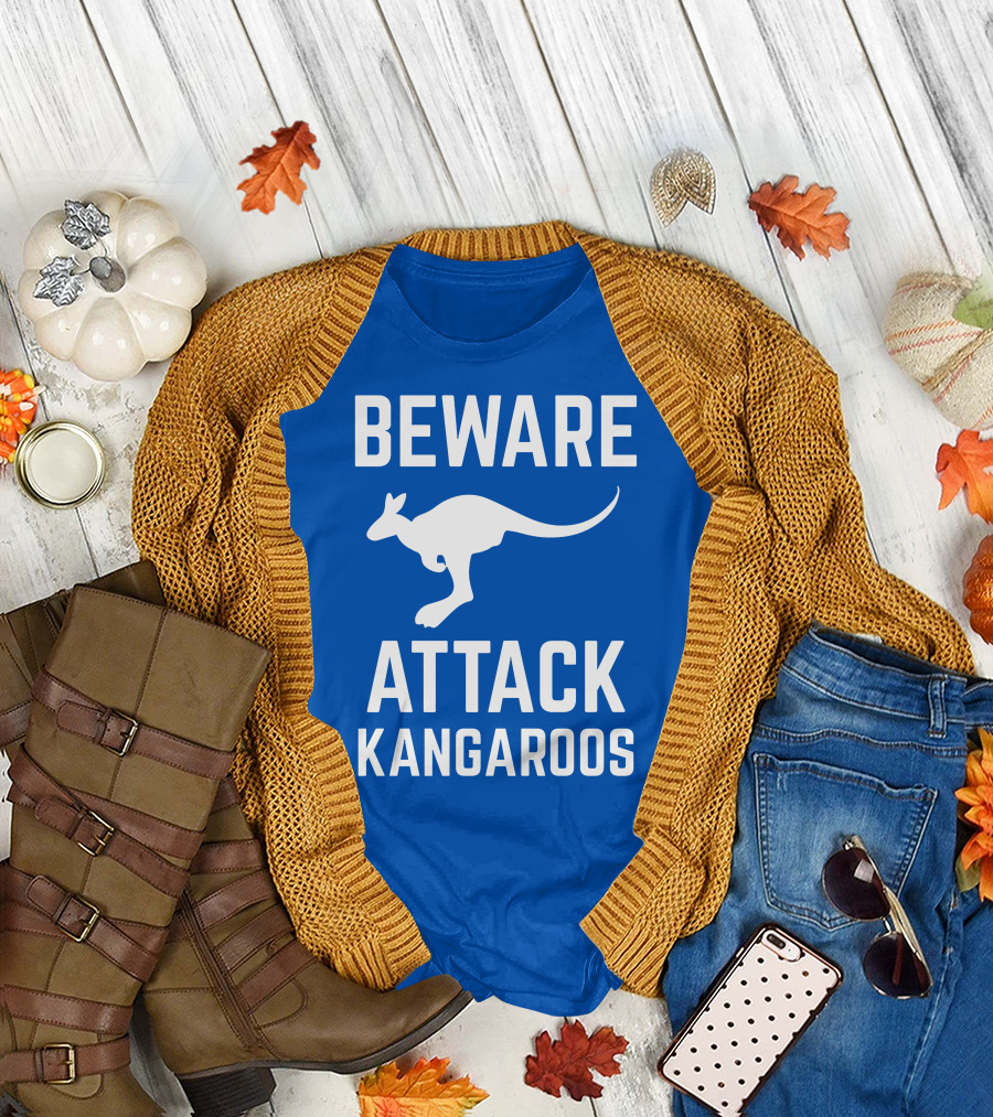 Beware Attack Kangaroos Warning Sign T-Shirt