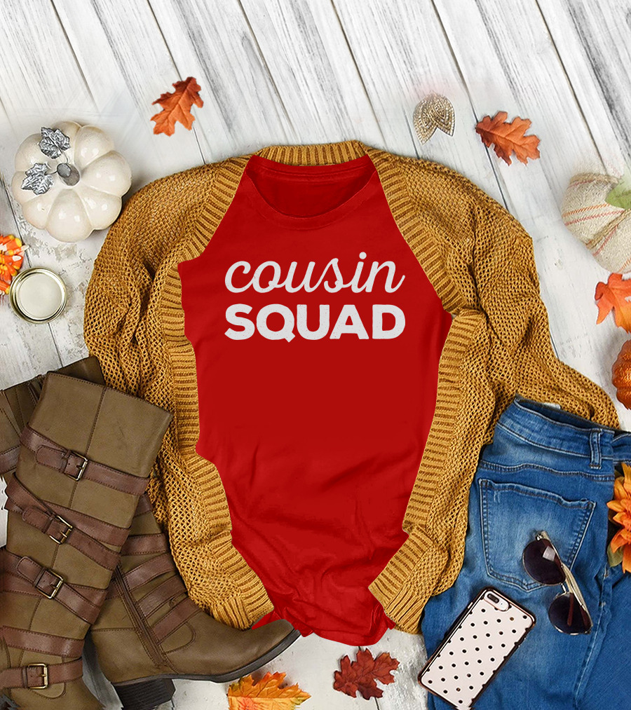 Cousin Squad Red Bold Text Family Team Bonding T-Shirt