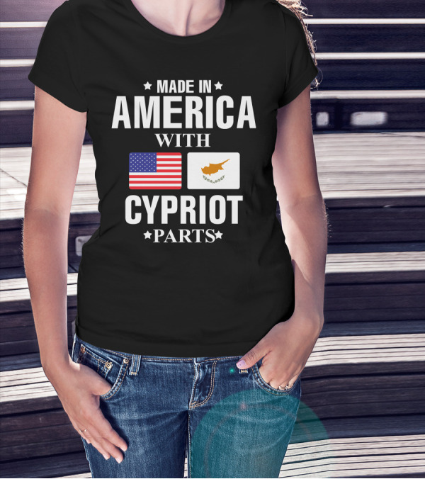 Made In America With Cypriot Parts USA Cyprus Flags T-Shirt